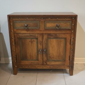 Rustic-Wood-Sideboard-with-Metal-Inlay-and-Ring-Pulls-Pier-Imports-Style