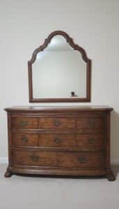 Traditional-Nine-Drawer-Serpentine-Dresser-with-Arched-Mirror