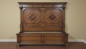 Traditional-Style-Wooden-Panel-Headboard-with-Medallion-Inlay