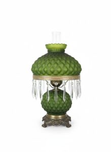 Victorian-Style-Green-Hobnail-Glass-Hurricane-Lamp