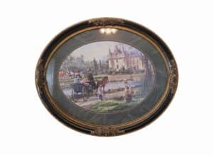 Victorian-Style-Oval-Framed-Print-with-Carriage-Scene-1