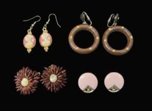 Vintage-Cameo-Wooden-Hoop-and-Floral-Clip-On-Earring-Collection