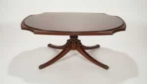 Vintage-Duncan-Phyfe-Style-Mahogany-Oval-Coffee-Table-with-Glass-Top