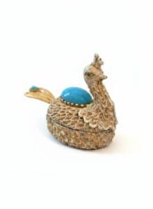 Vintage-Florenza-Figural-Peacock-Trinket-Box