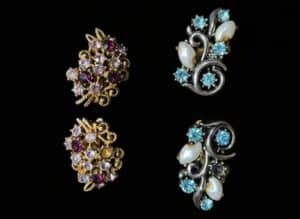 Vintage-Mid-Century-Costume-Jewelry-Earring-Pairings-Floral-Cluster-and-Scrollwork-Designs-1
