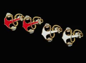 Vintage-Nautical-Anchor-Red-and-White-Enamel-Clip-On-Earrings-1