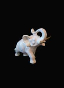 Vintage-White-Ceramic-Elephant-Figurine-with-Gold-Accents