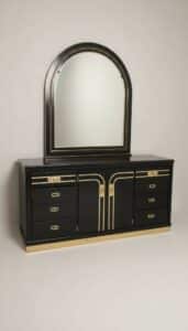 Vintage-s-Postmodern-Black-Lacquer-Dresser-with-Mirror