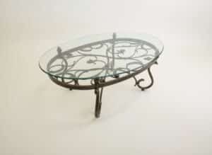 Wrought-Iron-Oval-Coffee-Table-with-Glass-Top-and-Scrollwork-Detail