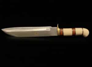 Custom-Bowie-Knife-with-Bone-and-Wood-Handle