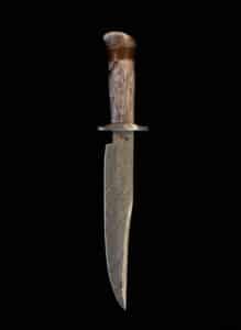 Custom-Damascus-Steel-Bowie-Knife-with-Antler-Handle