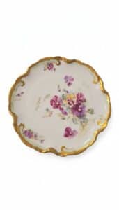 Limoges-Porcelain-Pansy-Decorated-Scalloped-Plate