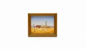 Miniature-Western-Landscape-Oil-Painting-with-Windmill