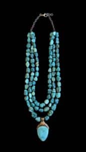 Multi-Strand-Turquoise-and-Sterling-Silver-Necklace-with-Pendant
