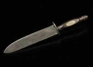Vintage-Bowie-Knife-with-Ebony-Handle-and-Brass-Inlay