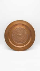 Vintage-Mexican-Aztec-Calendar-Copper-Decorative-Charger-Plate