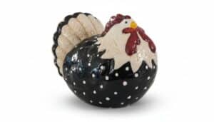 Black-and-White-Polka-Dot-Ceramic-Rooster-Cookie-Jar