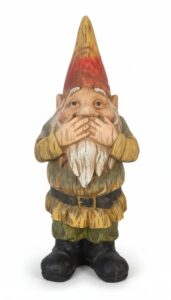 Hand-Carved-Wooden-Speak-No-Evil-Garden-Gnome