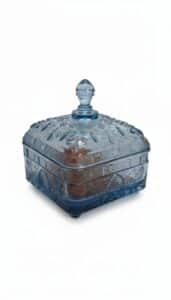 Indiana-Glass-Tiara-Honey-Bee-Hive-Lidded-Candy-Dish-Ice-Blue