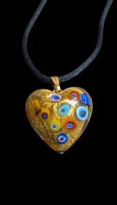 Murano-Millefiori-Gold-Foil-Heart-Pendant