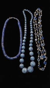 Vintage-Blue-Bead-Necklace-Collection-Lapis-Lazuli-Swirled-Glass-and-Cabochon-Station