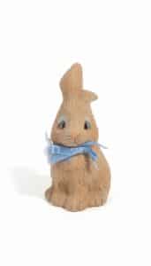 Vintage-Ceramic-Easter-Bunny-Figurine-with-Blue-Ribbon