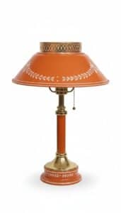 Vintage-Fenton-Hobnail-Orange-Cased-Glass-Student-Lamp-with-Hand-Painted-Floral-Motifs-1