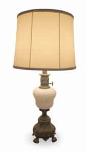 Vintage-Milk-Glass-Hobnail-Table-Lamp-with-Ornate-Cast-Metal-Base-1