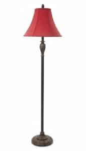 Vintage-Ornate-Cast-Iron-Floor-Lamp-with-Red-Bell-Shade-1