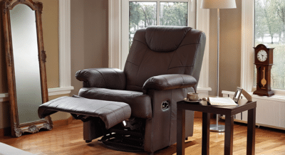 A recliner is surrounded by high end vintage items