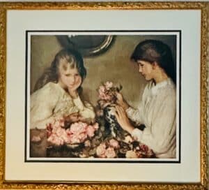 Two-Girls-Arranging-Flowers-by-Sir-George-Clausen