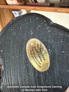 Aardvark-Canada-Inuit-Soapstone-Carving-of-Woman-with-Fish-second-image