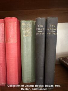Collection-of-Vintage-Books-Balzac-Mrs.-Beeton-and-Cooper