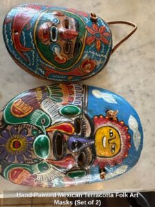 Hand-Painted-Mexican-Terracotta-Folk-Art-Masks-Set-of-