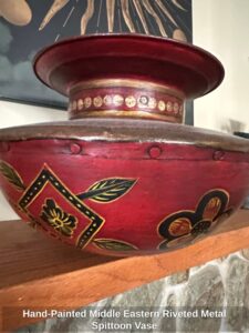 Hand-Painted-Middle-Eastern-Riveted-Metal-Spittoon-Vase-second-image