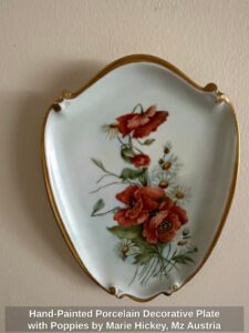Hand-Painted-Porcelain-Decorative-Plate-with-Poppies-by-Marie-Hickey-Mz-Austria
