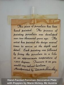 Hand-Painted-Porcelain-Decorative-Plate-with-Poppies-by-Marie-Hickey-Mz-Austria-second-image