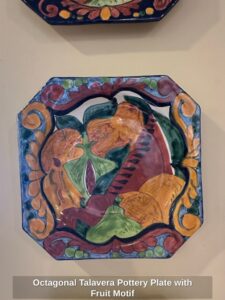 Octagonal-Talavera-Pottery-Plate-with-Fruit-Motif-B