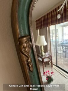 Ornate-Gilt-and-Teal-Rococo-Style-Wall-Mirror-third-image