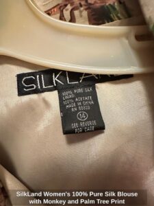 SilkLand-Womens-Pure-Silk-Blouse-with-Monkey-and-Palm-Tree-Print-third-image