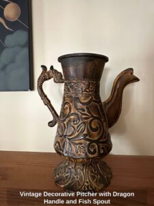 Vintage-Decorative-Pitcher-with-Dragon-Handle-and-Fish-Spout