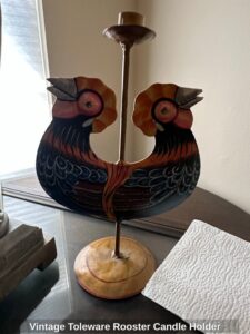 Vintage-Toleware-Rooster-Candle-Holder
