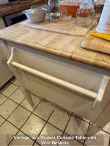 Vintage-Two-Drawer-Console-Table-with-Wire-Baskets-third-image