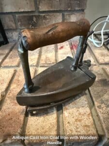 Antique-Cast-Iron-Coal-Iron-with-Wooden-Handle