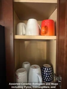 Assorted-Ceramic-Bakeware-and-Mugs-including-Pyrex-CorningWare-and-Boleslawiec-style-pottery-second-image