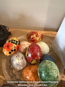 Assorted-Decorative-Eggs-Hand-Painted-Wooden-and-Stone-Like