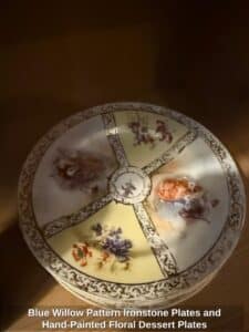Blue-Willow-Pattern-Ironstone-Plates-and-Hand-Painted-Floral-Dessert-Plates-second-image