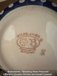 Boleslawiec-Bleeding-Heart-Peacock-Pattern-Ceramic-Pitcher-and-Small-Creamer-second-image