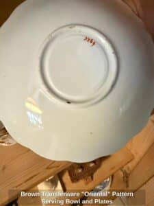Brown-Transferware-Oriental-Pattern-Serving-Bowl-and-Plates-second-image