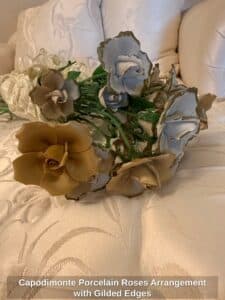 Capodimonte-Porcelain-Roses-Arrangement-with-Gilded-Edges